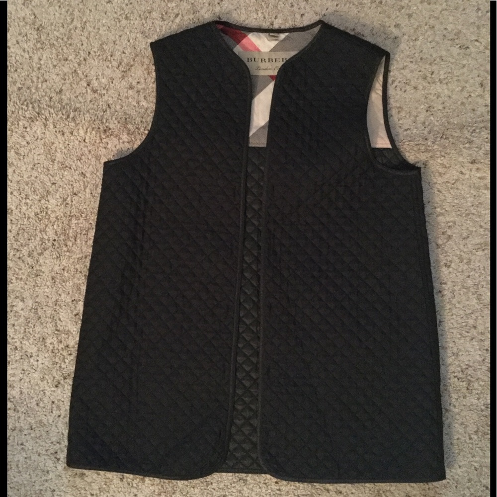 BURBERRY NOVA CHECK BLACK QUILTED VEST JACKET, NEW